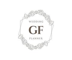 gf letras iniciais coleção de logotipos de monograma de casamento, modelos modernos minimalistas e florais desenhados à mão para cartões de convite, salve a data, identidade elegante para restaurante, boutique, café em vetor