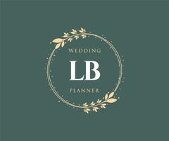 lb letras iniciais coleção de logotipos de monograma de casamento, modelos modernos minimalistas e florais desenhados à mão para cartões de convite, salve a data, identidade elegante para restaurante, boutique, café em vetor