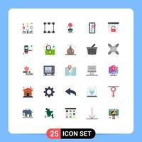 pacote de interface do usuário de 25 cores planas básicas de elementos de design de vetores editáveis de planta de navegador de privacidade