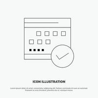 agendar vetor de ícone de linha de planejamento de plano de evento de calendário de negócios aprovado