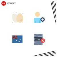 grupo de 4 ícones planos, sinais e símbolos para ovos cozidos, ovos da austrália, bandeira multimídia, elementos de design de vetores editáveis