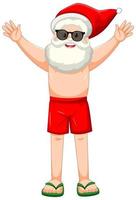 personagem de desenho animado do papai noel em traje de verão vetor