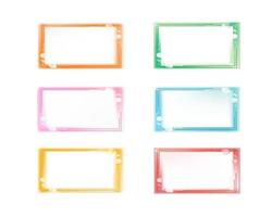 conjunto de modelos de quadro desfocado brilhante de fantasia horizontal colorida, copyspace, bolhas ou sinalizadores, efeito de vidro nas bordas. elementos de design editáveis em pastel elegantes bonitos isolados em branco para impressões, web vetor