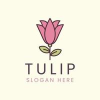 vetor tulipa flor cor estilo vintage logotipo modelo minimalista ilustração design