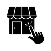 ilustração de ícone de loja com toque de mão. estilo de ícone de glifo. adequado para escolher a loja. ícone relacionado ao comércio eletrônico. design de vetor simples editável. pixel perfeito em 32 x 32
