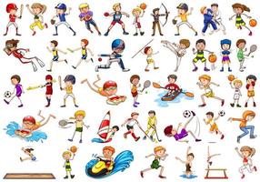 atividades esportivas para meninos, meninas, crianças, atletas isolados vetor