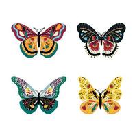 conjunto de borboletas e com padrões vetor