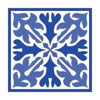 vetor azulejo de cerâmica portuguesa com ornamento floral de cerâmica. azulejo azul vintage de portugal, talavera mexicana, majólica italiana, motivo de arabesco ou mosaico de cerâmica espanhola