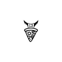 fatia de pizza. fatia de pizza com gola. adesivo de desenho animado em estilo cômico com contorno. logotipo de estilo cômico com contorno. ilustração vetorial de estilo de linha fina plana moderna vetor