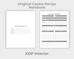 caderno de receita de biscoito original interior kdp, modelo de design exclusivo de rastreador de receita de biscoito original vetor