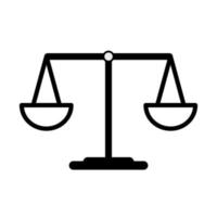 escalas de ícone de justiça em fundo branco. vetor