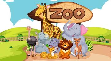 grupo de animais com placa do zoológico