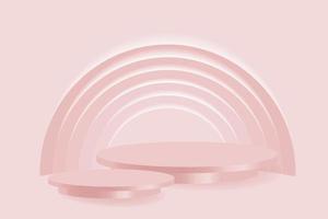 fundo de palco abstrato. pódio cilíndrico em um fundo rosa. apresentação do produto, pódio, pedestal ou plataforma. ilustração vetorial vetor
