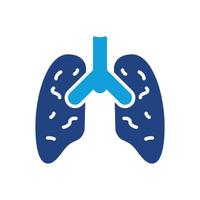 condição inflamatória dos pulmões. ícone de cor do órgão interno humano. pneumonia, asma, conceito de doença viral. ícone de silhueta de pulmões de pneumonia. ilustração vetorial isolada. vetor