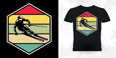 amante de esqui engraçado esqui esportes retrô vintage design de camiseta de esqui vetor