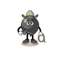 mascote de personagem do símbolo de vírgula como um cowboy vetor