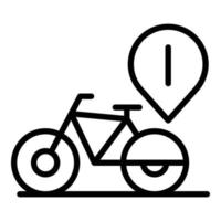 vetor de contorno do ícone de localização de aluguel de bicicleta. lote de área