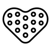 vetor de contorno de ícone de bolacha de forma de coração. lanche de biscoito