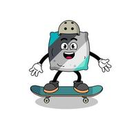 mascote de travesseiro jogando um skate vetor