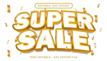 super venda efeito de texto 3d e efeito de texto editável vetor