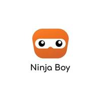 lindo menino ninja. conceito de logotipo de cabeça de desenho animado, personagem de super-herói vetor