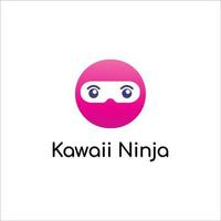 ninja kawaii rosa. modelo de design de logotipo ninja fofo. personagem de super-herói vetor