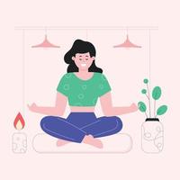 uma ilustração plana de meditação vetor