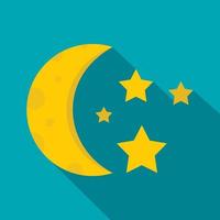 céu noturno com estrelas e ícone da lua, estilo simples vetor