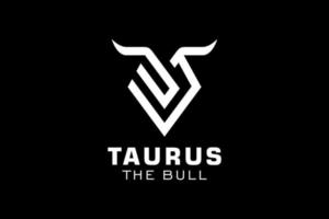 logotipo da letra j, logotipo do touro, logotipo da cabeça do touro, elemento de modelo de design do logotipo do monograma vetor