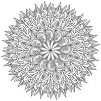 mandala ornamentada com galhos e padrões, página para colorir meditativa de outono vetor