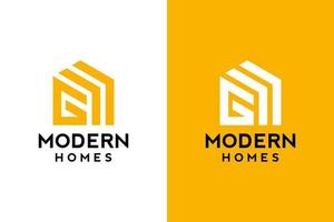 design de logotipo de g em vetor para construção, casa, imóveis, construção, propriedade. modelo de design de logotipo profissional na moda mínimo incrível em fundo duplo.
