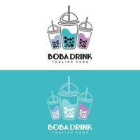 design de logotipo de bebida boba, vetor de bolha de bebida geléia moderna, ilustração de vidro de marca de bebida boba. design adequado para cafés, marcas de bebidas