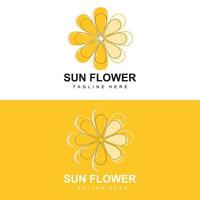 design de logotipo de girassol, vetor de ícone de planta de jardim de plantas ornamentais, marca de produto da empresa