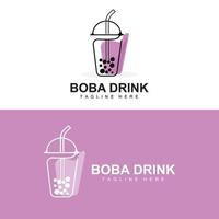 design de logotipo de bebida boba, vetor de bolha de bebida geléia moderna, ilustração de vidro de marca de bebida boba. design adequado para cafés, marcas de bebidas