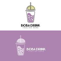 design de logotipo de bebida boba, vetor de bolha de bebida geléia moderna, ilustração de vidro de marca de bebida boba. design adequado para cafés, marcas de bebidas