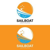 design de logotipo de veleiro, ilustração de barco de pesca, ícone de vetor de marca de empresa de barco de pesca, design de loja de barcos, peixaria, transporte