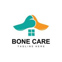 logotipo de cuidado ósseo, vetor de saúde corporal, design para saúde óssea, farmácia, hospital, marca de produtos de saúde