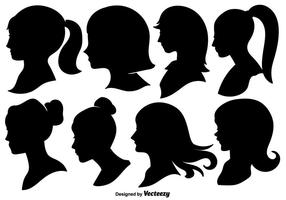 Woman Profile Silhouettes - Ilustração vetorial vetor