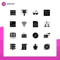16 símbolos universais de glifos sólidos de imagens de serviços, pássaros do amor, estratégia de imagem, elementos de design de vetores editáveis