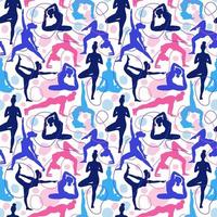 padrão sem emenda de mulheres fazendo ioga vetor