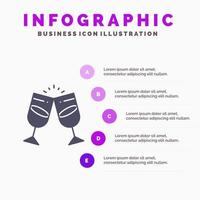 beber álcool suco casal romântico ícone sólido infográficos 5 passos fundo de apresentação vetor