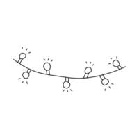 guirlanda com lâmpadas incandescentes. ícone de rabisco vetorial vetor