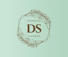 ds letras iniciais coleção de logotipos de monograma de casamento, modelos modernos minimalistas e florais desenhados à mão para cartões de convite, salve a data, identidade elegante para restaurante, boutique, café em vetor