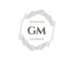 gm letras iniciais coleção de logotipos de monograma de casamento, modelos minimalistas e florais modernos desenhados à mão para cartões de convite, salve a data, identidade elegante para restaurante, boutique, café em vetor