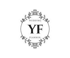 coleção de logotipos de monograma de casamento de letras iniciais yf, modelos modernos minimalistas e florais desenhados à mão para cartões de convite, salve a data, identidade elegante para restaurante, boutique, café em vetor