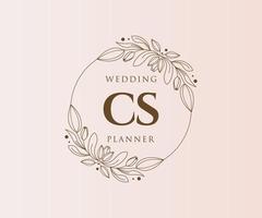 cs letras iniciais coleção de logotipos de monograma de casamento, modelos modernos minimalistas e florais desenhados à mão para cartões de convite, salve a data, identidade elegante para restaurante, boutique, café em vetor