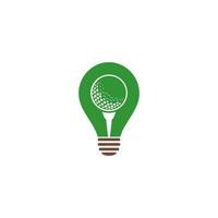 bola de golfe no logotipo do conceito de forma de bulbo de tee isolado no fundo branco. vetor