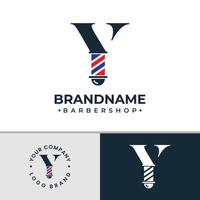 logotipo da barbearia da letra y, adequado para qualquer negócio relacionado à barbearia com a inicial y. vetor