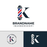 logotipo da barbearia letra k, adequado para qualquer negócio relacionado à barbearia com inicial k. vetor