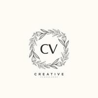 arte do logotipo inicial do vetor de beleza cv, logotipo de caligrafia da assinatura inicial, casamento, moda, joalheria, boutique, floral e botânico com modelo criativo para qualquer empresa ou negócio.